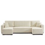 Canap� panoramique convertible gavi 6 places tissu beige