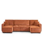 Canap� panoramique convertible gavi 6 places tissu terracotta