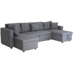 Canap panoramique convertible scott 4 places gris chin