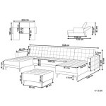 Canap panoramique convertible en tissu gris fonc 5 places avec pouf aberdeen