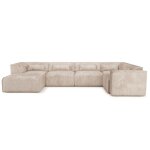 Canap� panoramique fixe nuna 7 places chaise gauche tissu taupe