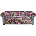 Canap patchwork bordeaux violet chesterfield - beliani - relaxation - 3 places - tissu - contemporain ...