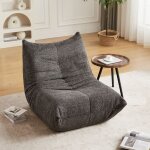 Canap� une place tissu chenille fauteuil lounge sans accoudoirs design minimaliste moderne avec mousse ...
