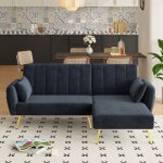 Canap� dangle convertible - canap� pliant moderne - r�versible - velours noir - structure bois massif ...