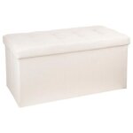 Canapé pouf coffre de rangement et repose - pied banc matelassé 75cm - beige - silumen Canapé pouf coffre de rangement et repose - pied banc matelassé 75cm - beige - silumen