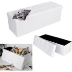 Canapé pouf avec coffre de rangement - teeno® - blanc - simili cuir - 110 x 38 x 38 cm Canapé pouf avec coffre de rangement - teeno® - blanc - simili cuir - 110 x 38 x 38 cm