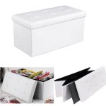 Canap pouf avec coffre de rangement - teeno - blanc - simili cuir - 76 x 38 x 38 cm