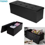 Canap pouf avec coffre de rangement - teeno - noir - simili cuir - 110 x 38 x 38 cm