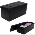 Canap pouf avec coffre de rangement - teeno - noir - simili cuir - 76 x 38 x 38 cm