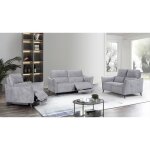 Canapé relax electrique 3 places - allure - tissu gris - confort moelleux - pieds chromés Canapé relax electrique 3 places - allure - tissu gris - confort moelleux - pieds chromés