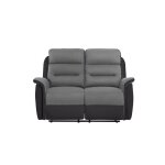 Canap de relaxation 2 places loungitude lon - microfibre / simili gris / noir - commande manuelle