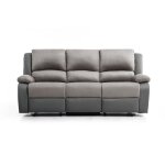 Canap relaxation 3 places simili et microfibre leo - gris