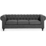 Canap� relaxation - beliani - chesterfield - tissu - gris - 3 places - moelleux