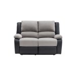 Canap de relaxation lectrique 2 places microfibre et simili leo - gris et noir - loungitude