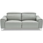 Canap relaxation lectrique 3 places en cuir bianca - gris clair - angle droit
