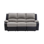 Canap de relaxation lectrique 3 places microfibre et simili leo - noir et gris
