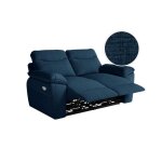 Canap de relaxation lectrique ross 2 places en tissu textur 3d - bleu fonc