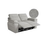 Canap de relaxation lectrique ross 2 places en tissu textur 3d - gris clair