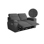 Canap de relaxation lectrique ross 2 places en tissu textur 3d - gris fonc