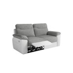 Canapé de relaxation électrique ross 3 places en tissu et simili - blanc / gris Canapé de relaxation électrique ross 3 places en tissu et simili - blanc / gris