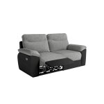 Canap� de relaxation �lectrique ross 3 places en tissu et simili - noir / gris - l200 x p100 x h102cm ...