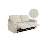 Canap de relaxation lectrique ross 3 places en tissu textur 3d - beige