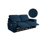Canap de relaxation lectrique ross 3 places en tissu textur 3d - bleu fonc
