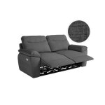 Canap de relaxation lectrique ross 3 places en tissu textur 3d - gris fonc