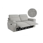 Canap� de relaxation manuel ross 3 places en tissu textur� 3d - gris clair - l200 x p100 x h102cm - loungitude ...