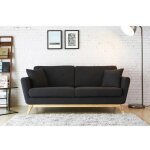 Hoga : canap� scandinave 3 places gris anthracite + 2 coussins