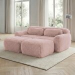 Canap� de sol modulaire 2 places - langtu - canap� nuage modulaire - tissu peluche rose - mousse hr 32d ...