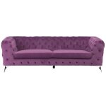 Canapé style chesterfield en velours violet - beliani - sotra - 3 places - elégance - chic - moelleux ... Canapé style chesterfield en velours violet - beliani - sotra - 3 places - elégance - chic - moelleux ...