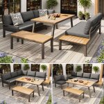 Canap� table et chaise - salon de jardin ext�rieur 6 / 7 personnes - table � manger plaque de table avec ...