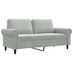 Canap� - velours - 2 places - gris clair - 140 cm - design contemporain - d�houssable