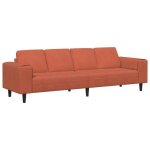 Canap� en velours c�tel� - vidaxl - rouge orange - 208 cm - accoudoirs en velours - housses amovibles ...