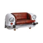 Canap voiture en cuir de buffle et mtal blanc