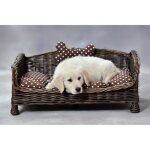 Canap� / panier rectangulaire en osier europ�en brun - gris fait main pour chien