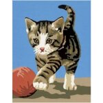 Canevas chaton et pelote de laine - 030