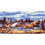 Canevas imprim� cda - chevaux sauvages 45x100 cm