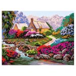 Canevas imprim� cda - jardin pr�s du vieux pont de pierre 30x40 cm
