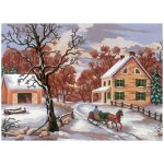 Canevas imprim� cda - sc�ne d?hiver 22x30 cm