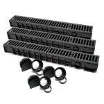 Wiltec 3x caniveau ? 1000 x 140 x 115 mm ? capacit� de charge 125 t ? avec grille de recouvrement en ...