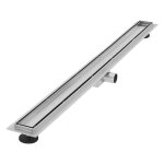 Caniveau de douche en acier inoxydable carrel 100 cm et siphon set complet argent plat luxebath
