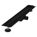 Caniveau de douche en acier inoxydable carrel 60 cm et siphon set complet noir plat luxebath