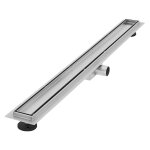 Caniveau de douche en acier inoxydable carrel� 90 cm et siphon set complet argent plat luxebath