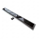Caniveau de douche - idralite - glass - acier inox - verre noir - 80 x 7 cm Caniveau de douche - idralite - glass - acier inox - verre noir - 80 x 7 cm