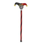 Canne pvc arlequin joker squelette bouffon 90cm rouge bordeaux