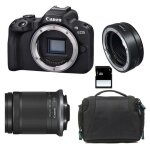 Canon eos r50 + rf - s 18 - 150mm f3. 5 - 6. 3 is stm + sac + carte sd 8 go + bague ef - eos r