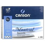 Papier aquarelle - canson - montval - 12 feuilles - grain fin - 300g - 32x41cm
