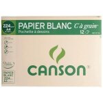 Papier - canson - pochette 21 x 297 cm - 12 feuilles - 224 gr - blanc